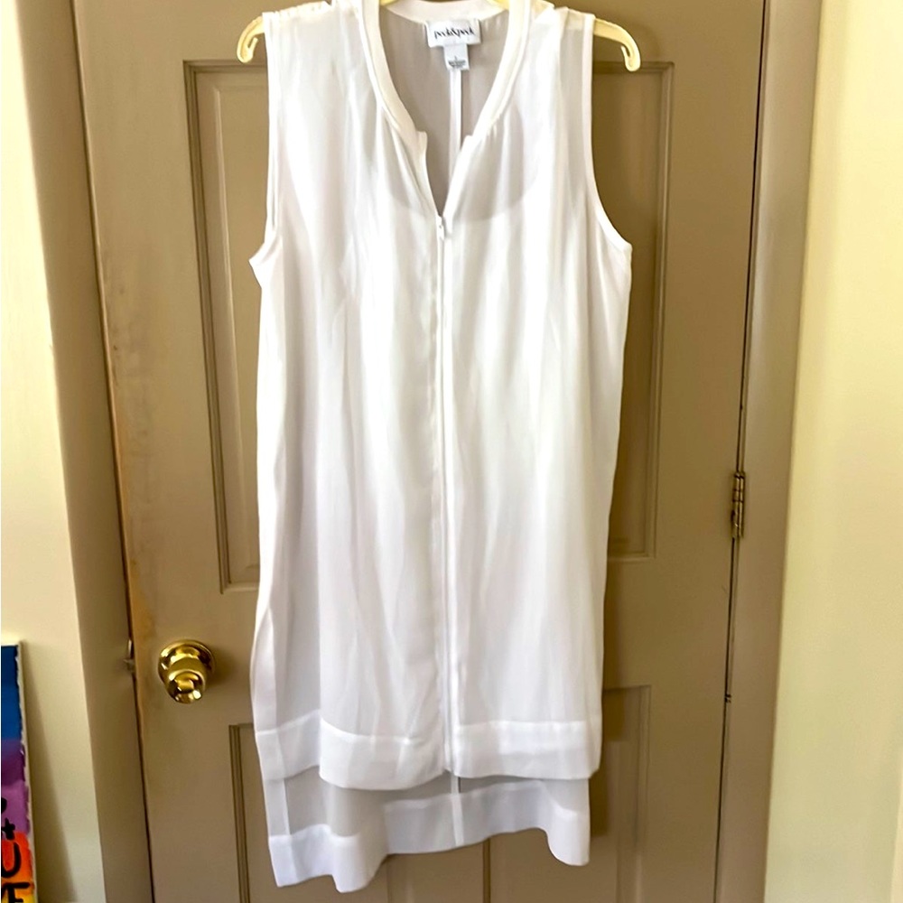 Dress with sheer overlay